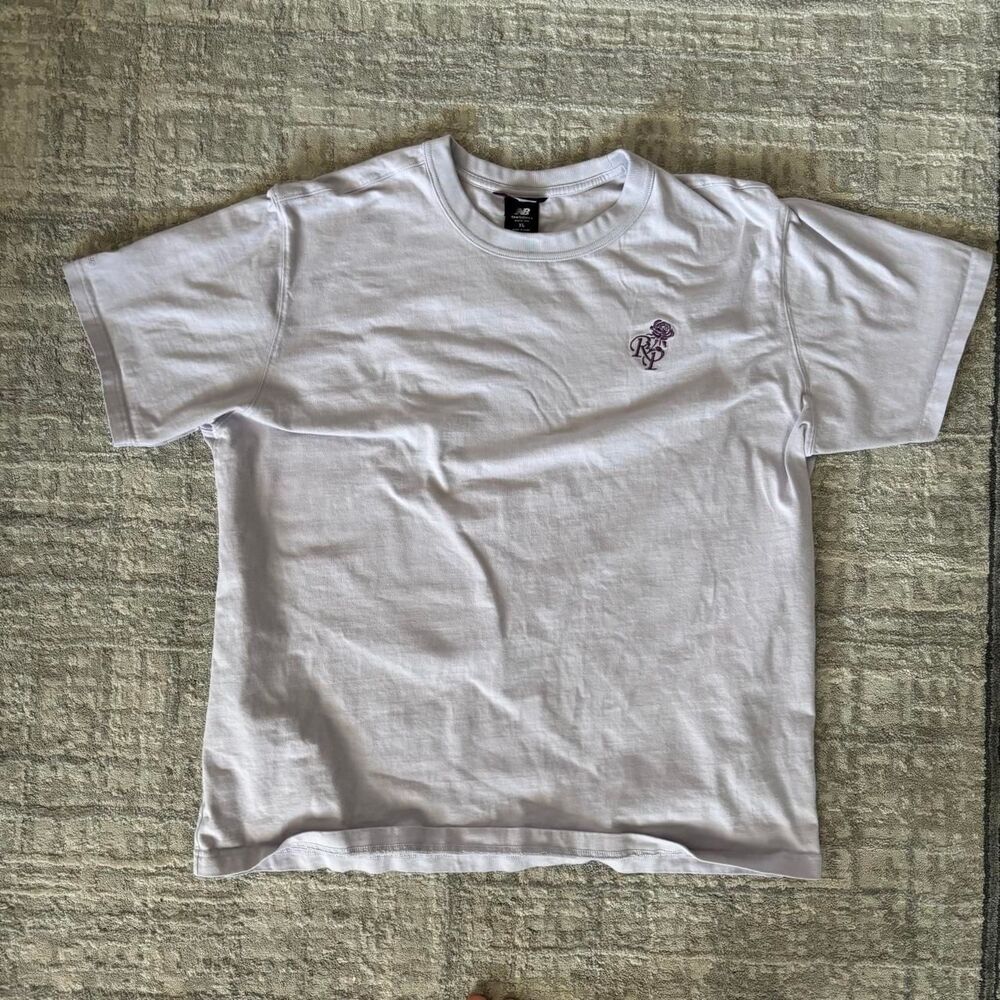 New-balance Men's Purple and White T-shirt